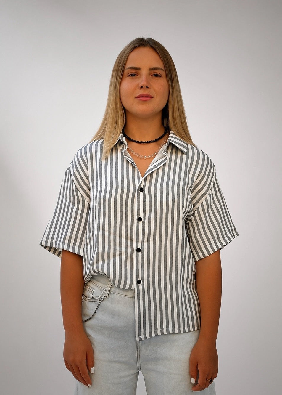 BOXY FIT LINED SHIRT