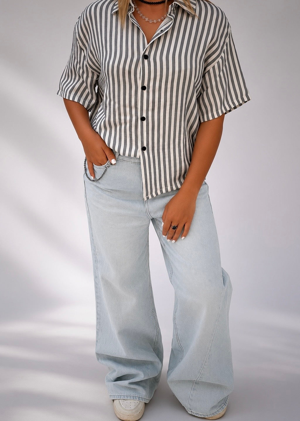 BOXY FIT LINED SHIRT