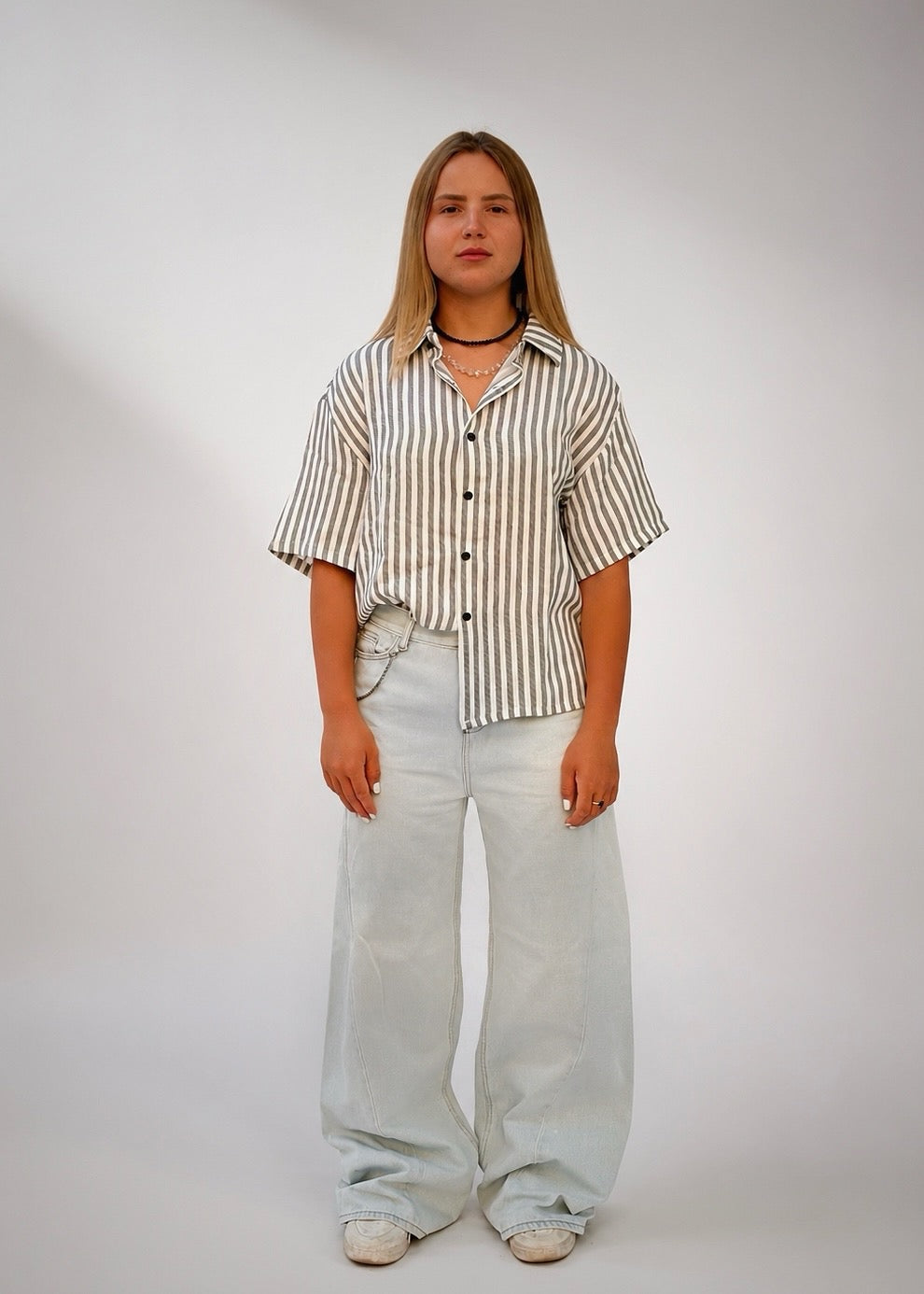 BOXY FIT LINED SHIRT